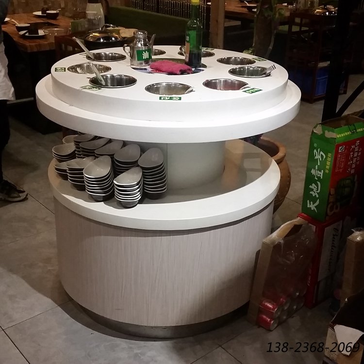 火鍋醬料臺，圓形調料臺，大理石醬料臺
